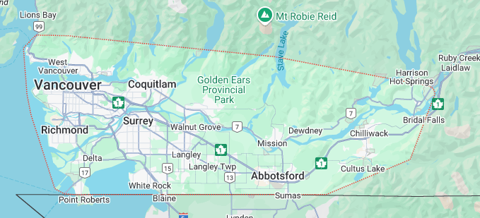 Google maps our service area Aldergrove Roofing | Concrete Tile Roofing Contractor